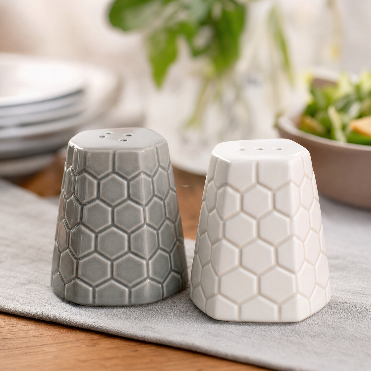 Honeycomb Pattern Salt & Pepper Shakers