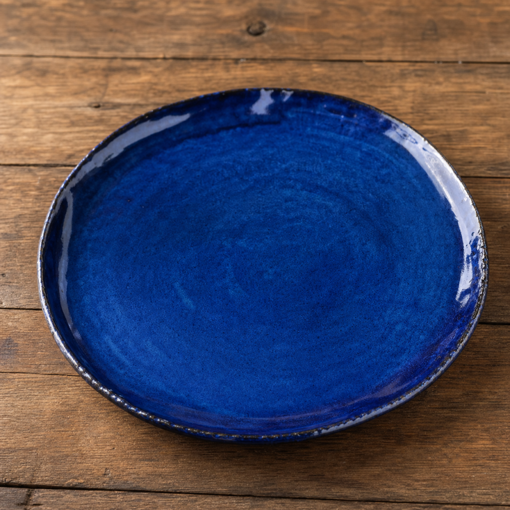 handcrafted cobalt blue dinner plate