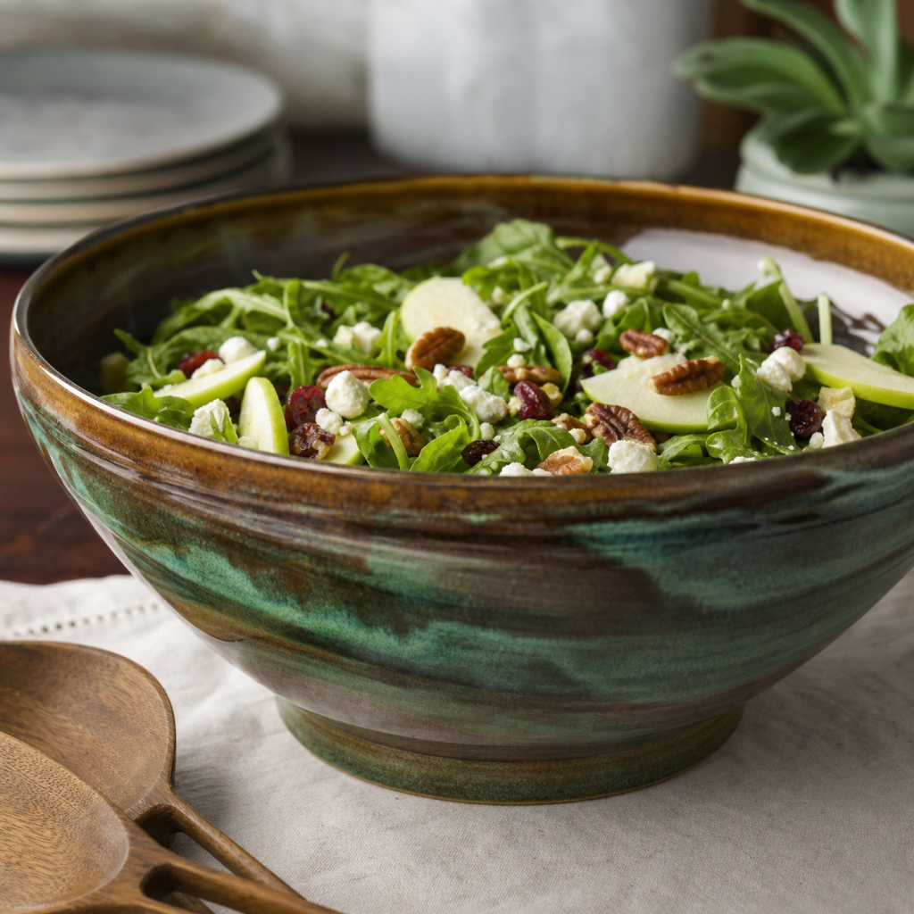 reactive glaze ceramic serving bowl