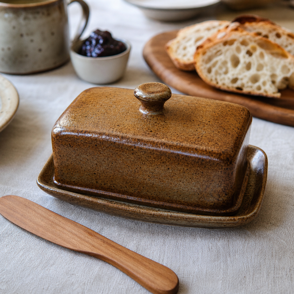 handmade stoneware butter dish