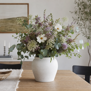 wide-mouth ceramic vase with matte glaze