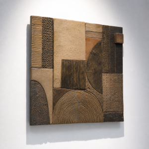 sculptural ceramic wall art panel