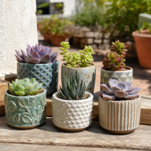 handmade ceramic succulent planter set