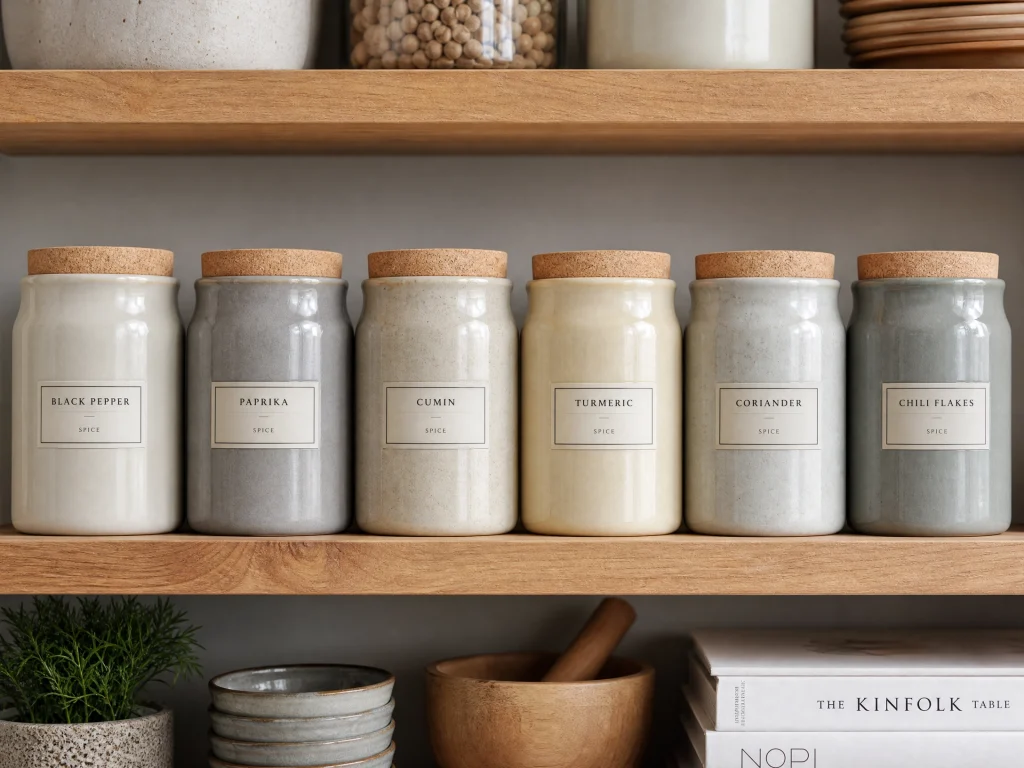 glazed ceramic spice jar set