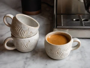 hand-carved ceramic espresso cup set