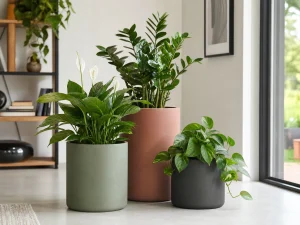 matte glaze ceramic plant pot trio
