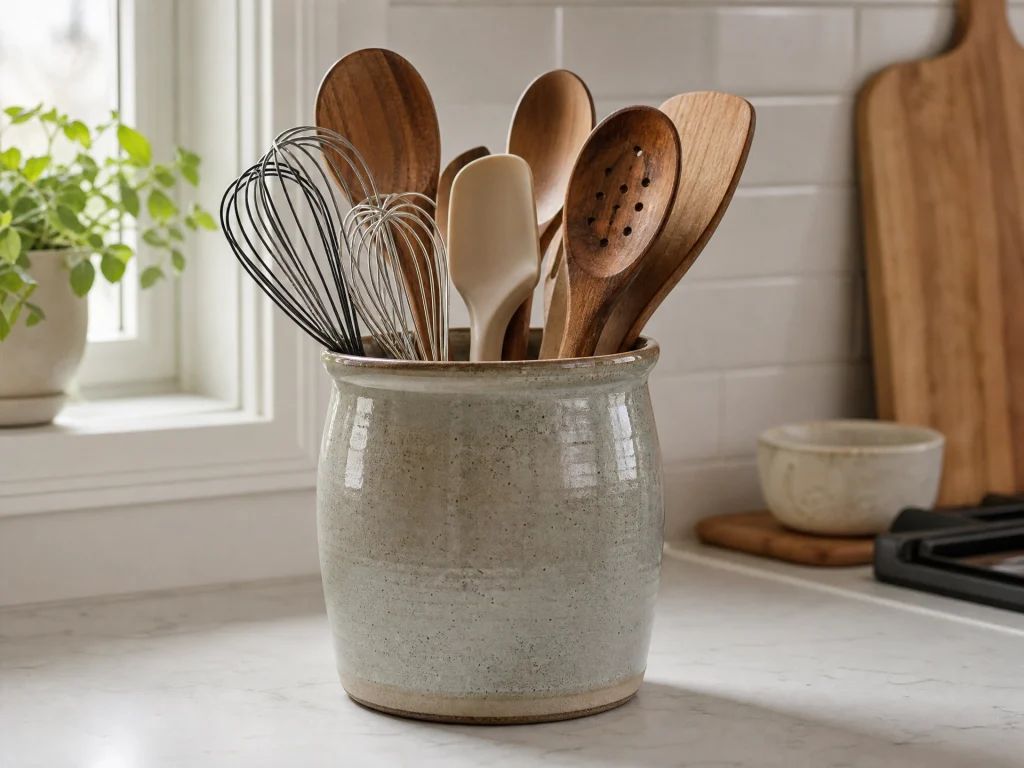 stoneware ceramic utensil crock